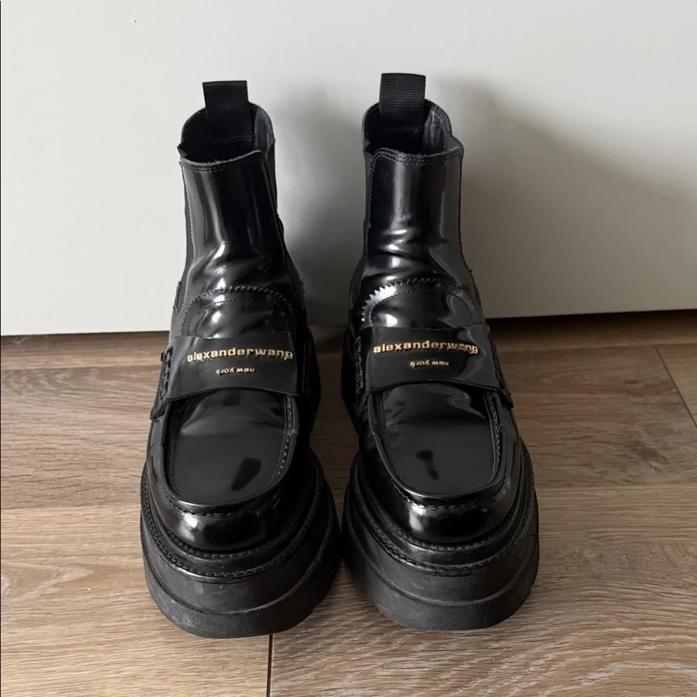 Alexander Wang carter platform loafer boot in leather - Picture 5 of 9